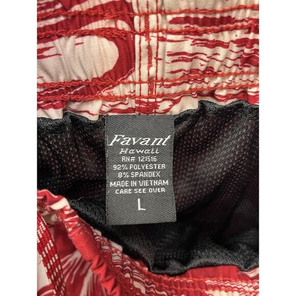 Favant Board Shorts Mens Large Swim Surf Red Hawaiian Floral‎ Hawaii Pocket - Picture 4 of 9